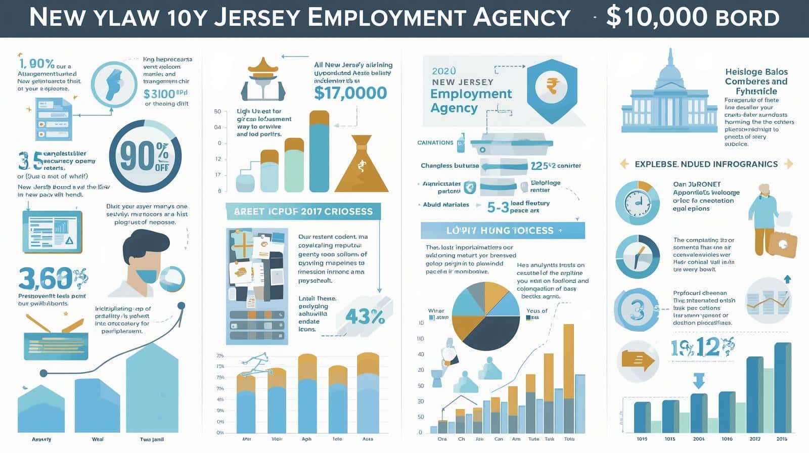 Visual guide on the ,000 New Jersey Employment Agency bond with licensing, financial details, and regulatory highlights.