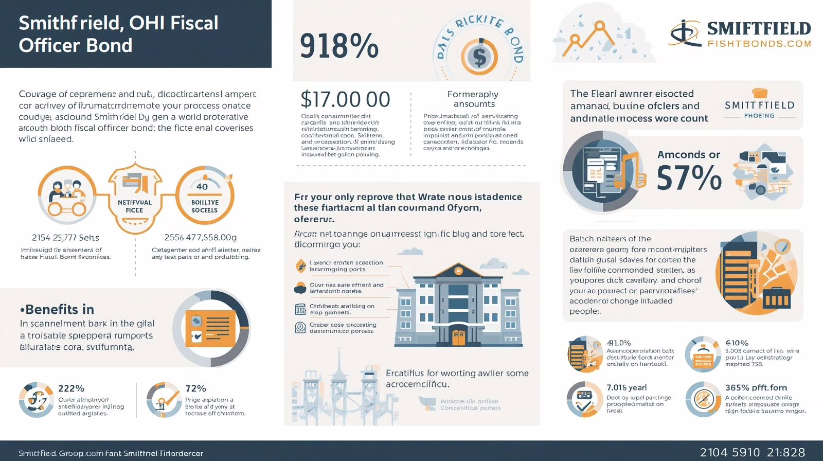 Detailed infographic of Smithfield, OH Fiscal Officer Bond with percentages, icons, and financial insights.