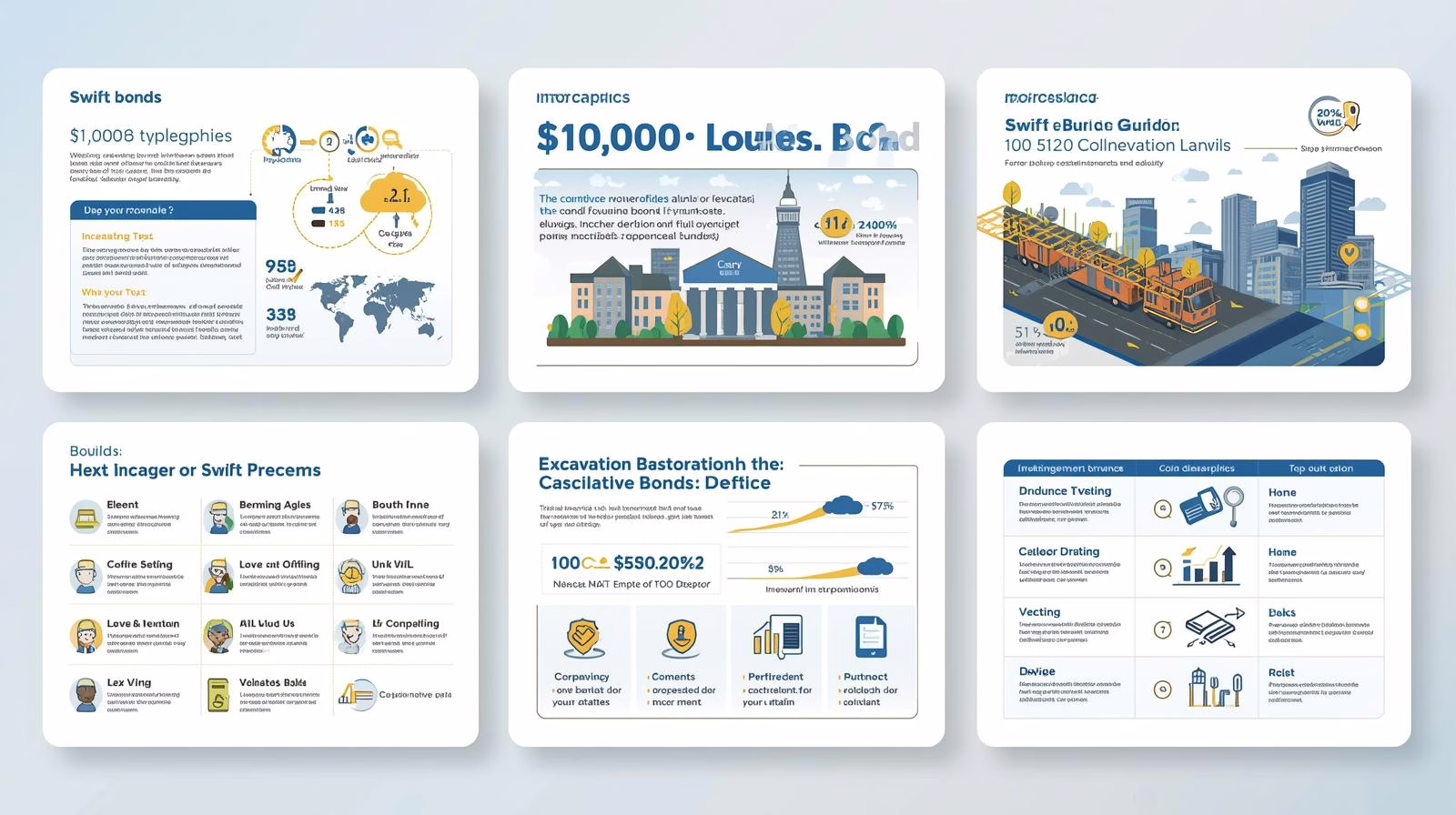 Infographic showing St. Louis excavation bond details with financial charts, contractor responsibilities, and bond benefits.