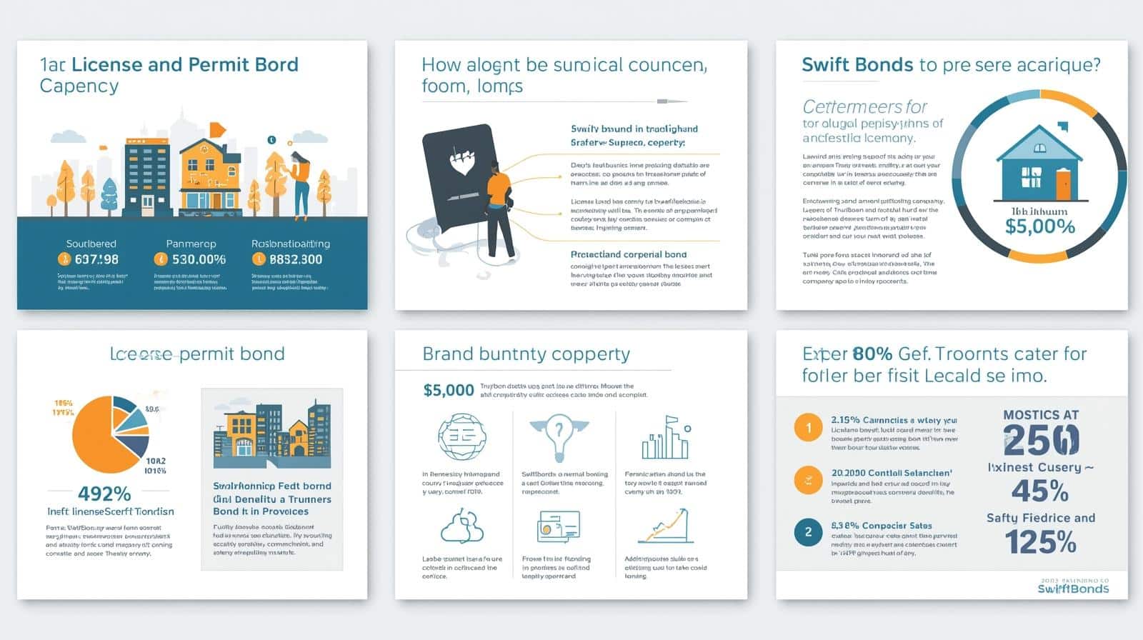 Infographic summarizing license and permit bond capacity, SwiftBonds advantages, and service provider bond benefits in Trumbull County, OH.