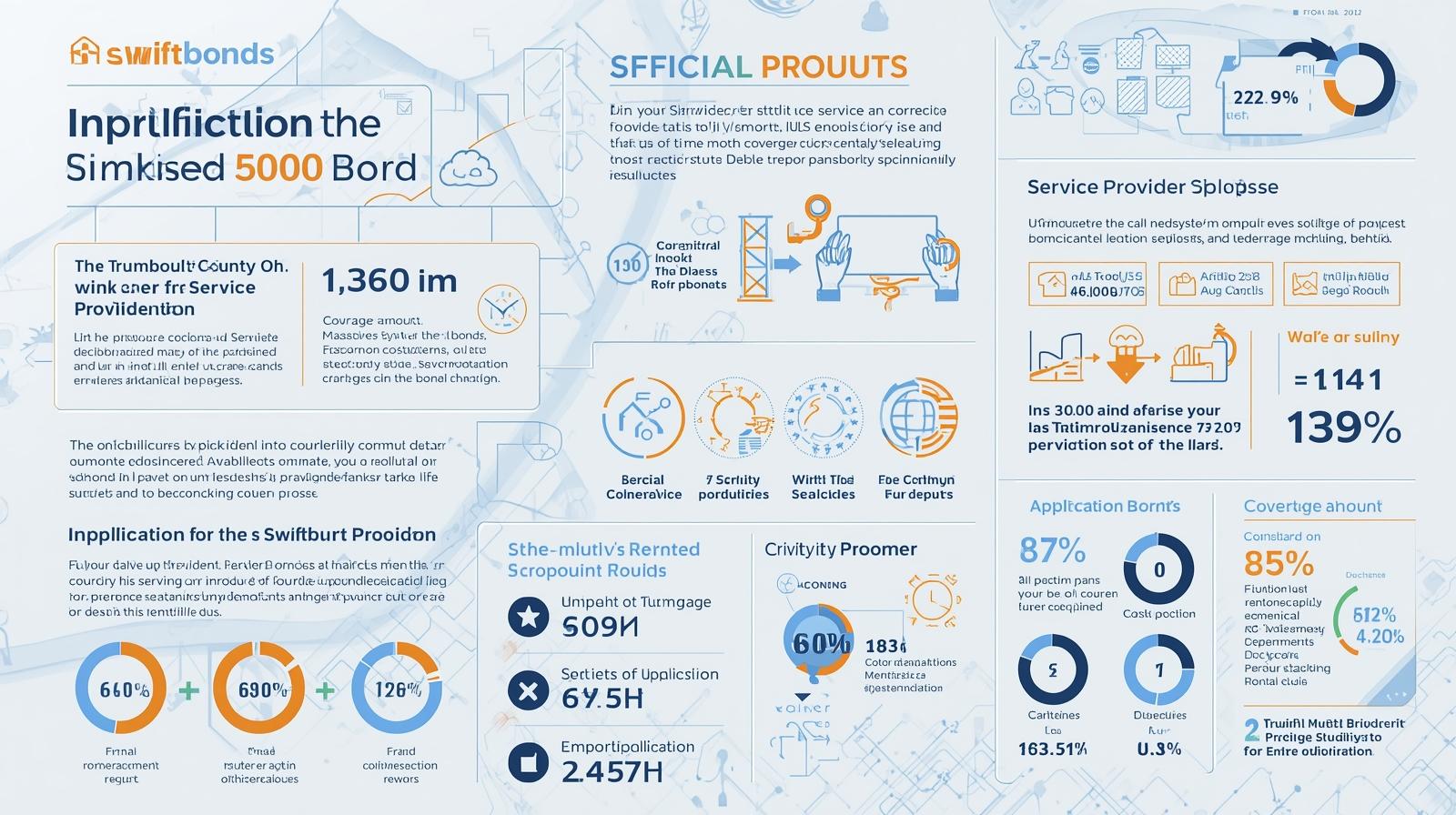 Infographic explaining the Trumbull County, OH Service Provider $5,000 Bond with bond details, provider obligations, and application statistics.