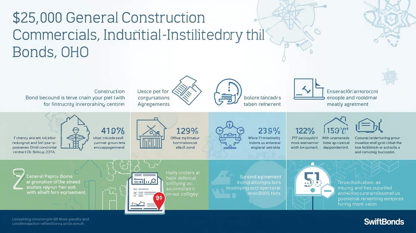 Infographic explaining the ,000 Willoughby, OH general construction commercial, industrial, and institutional bond with statistics and key requirements.