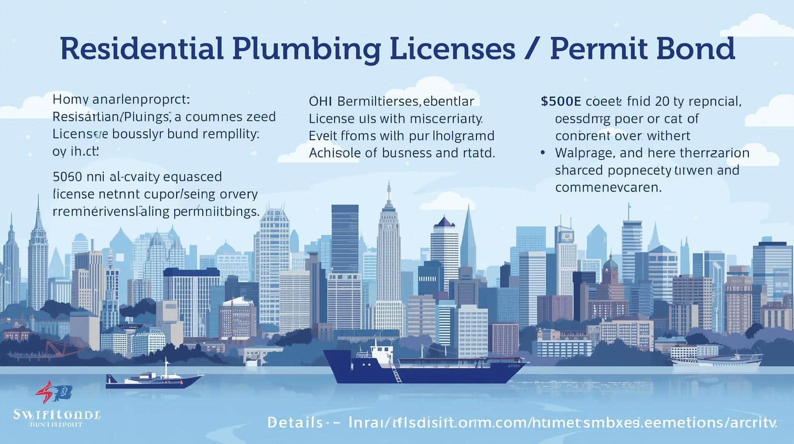 Infographic explaining the Residential Plumbing License/Permit Bond with key details and licensing requirements.