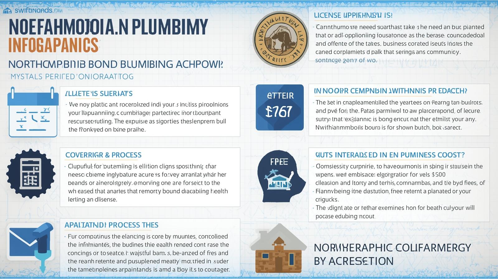 Informational infographic on Northampton plumbing bond requirements, licensing, and process steps.