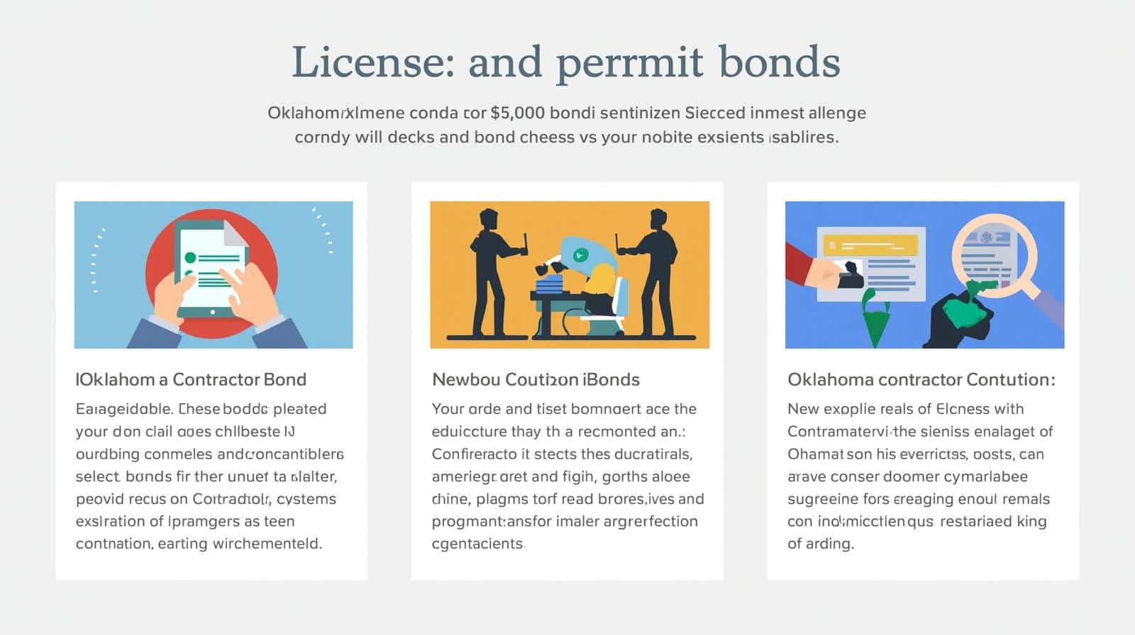 Infographic explaining Oklahoma contractor $5,000 bond requirements and licensing details.
