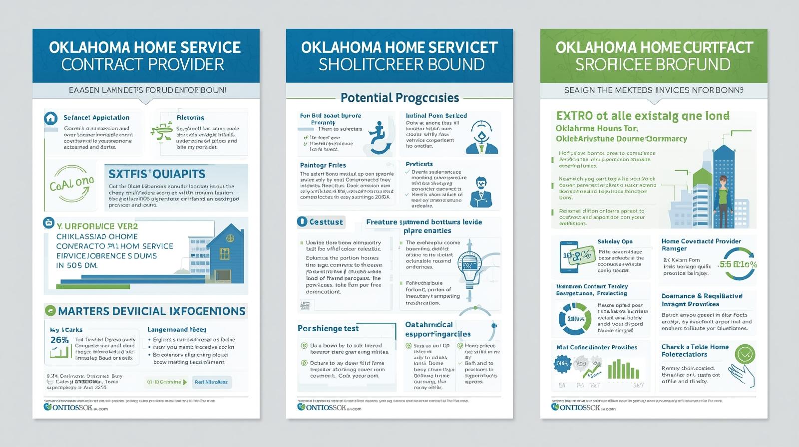 Visual guide outlining application steps, obligations, and compliance details for Oklahoma home service provider bonds.
