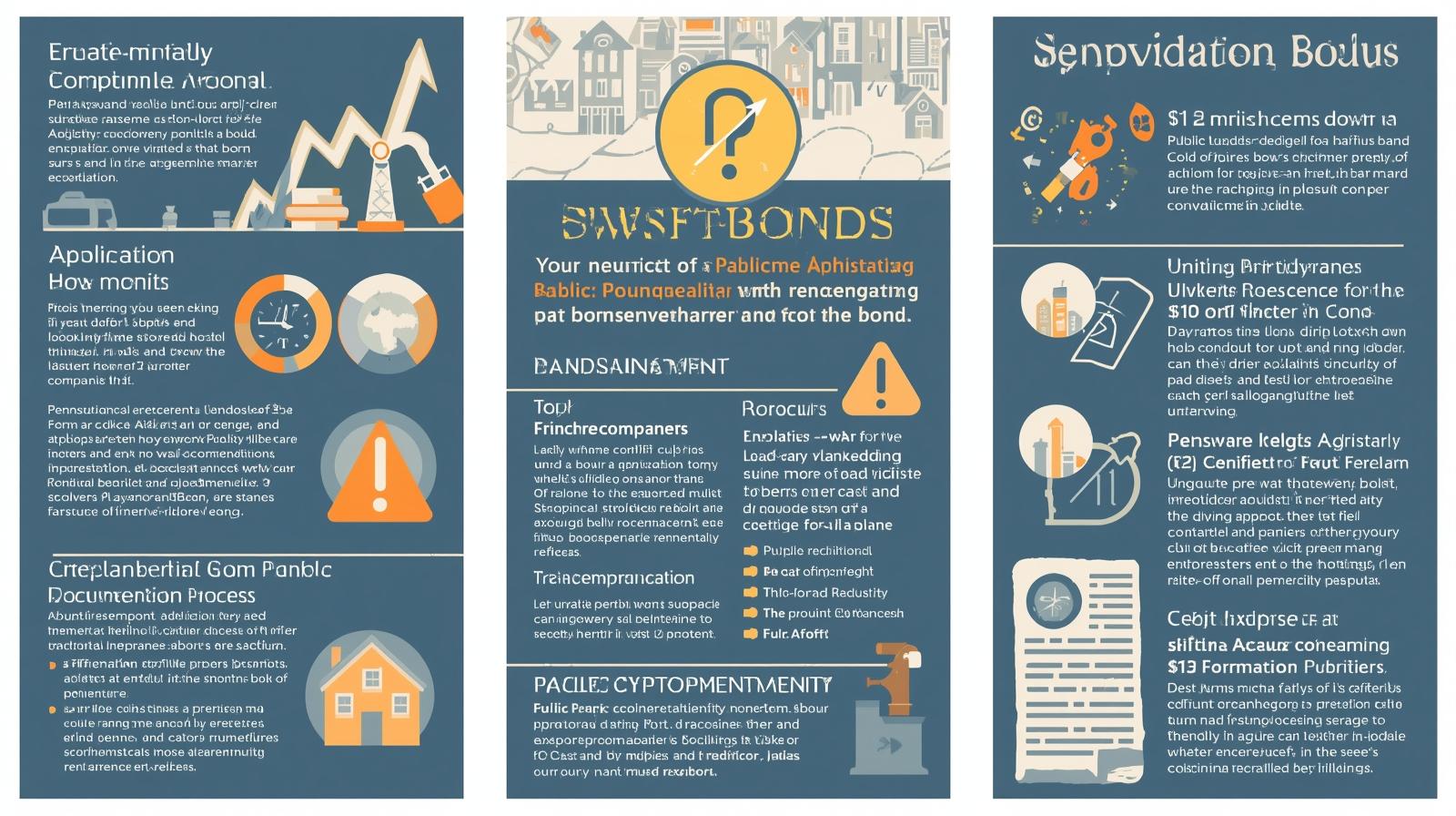 Vertical infographic highlighting the application process, documentation, and Swiftbonds role in public adjuster bonds.