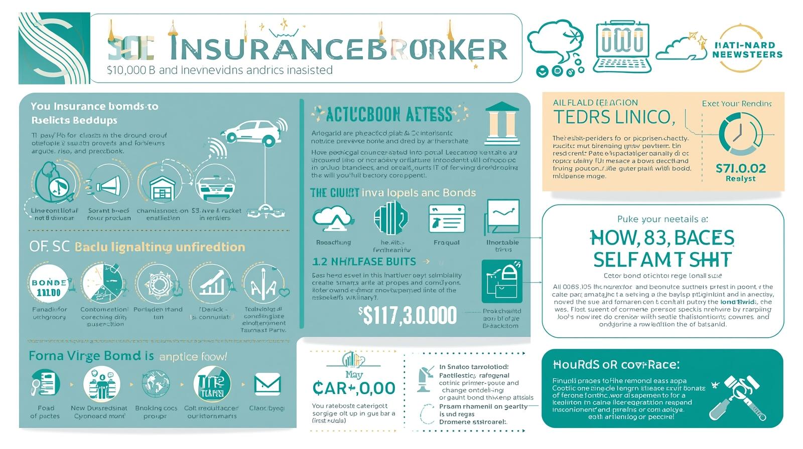 Infographic showing details and statistics of the South Carolina $10,000 Insurance Broker Bond.