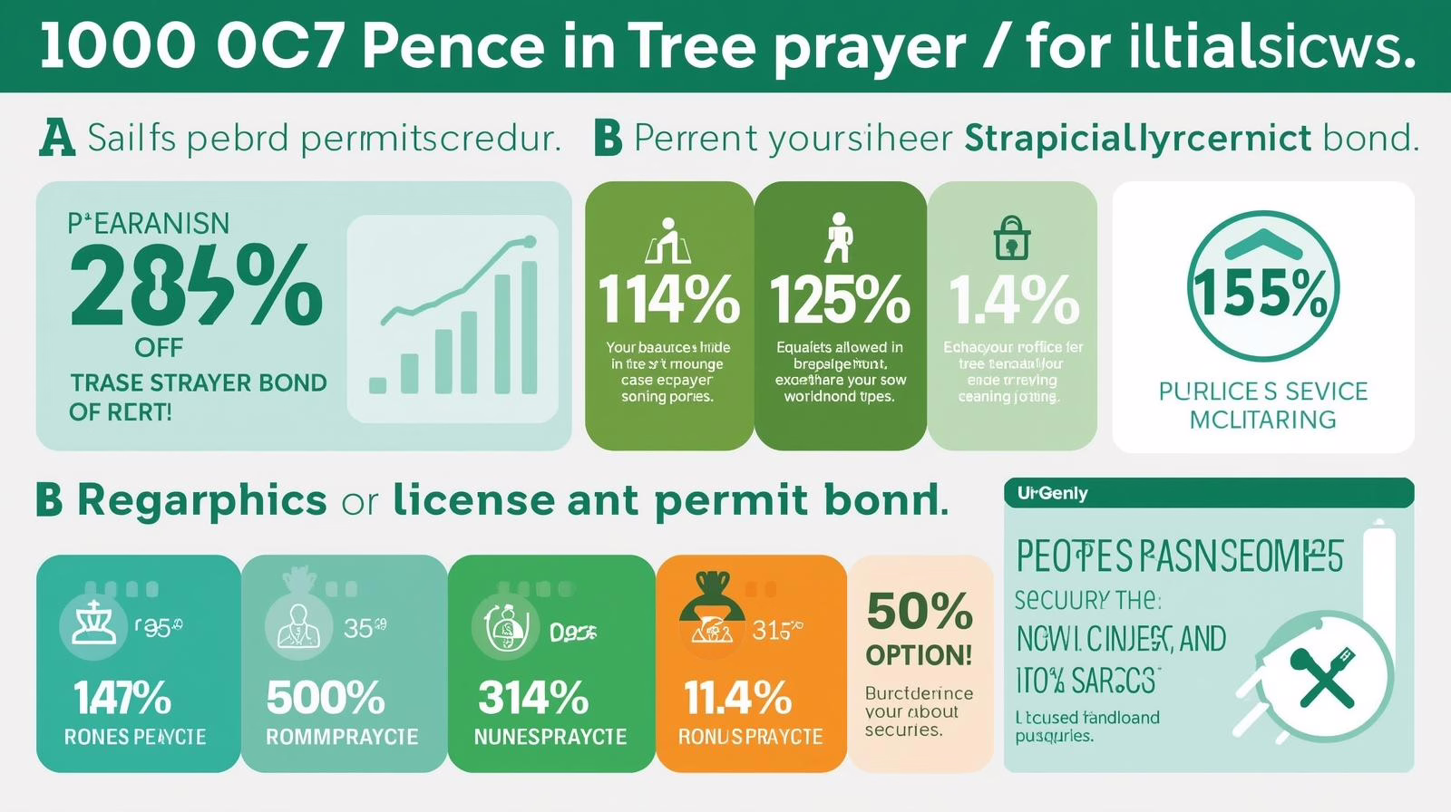Green infographic showing percentages, bond coverage details, and cost comparisons for tree sprayer permits.