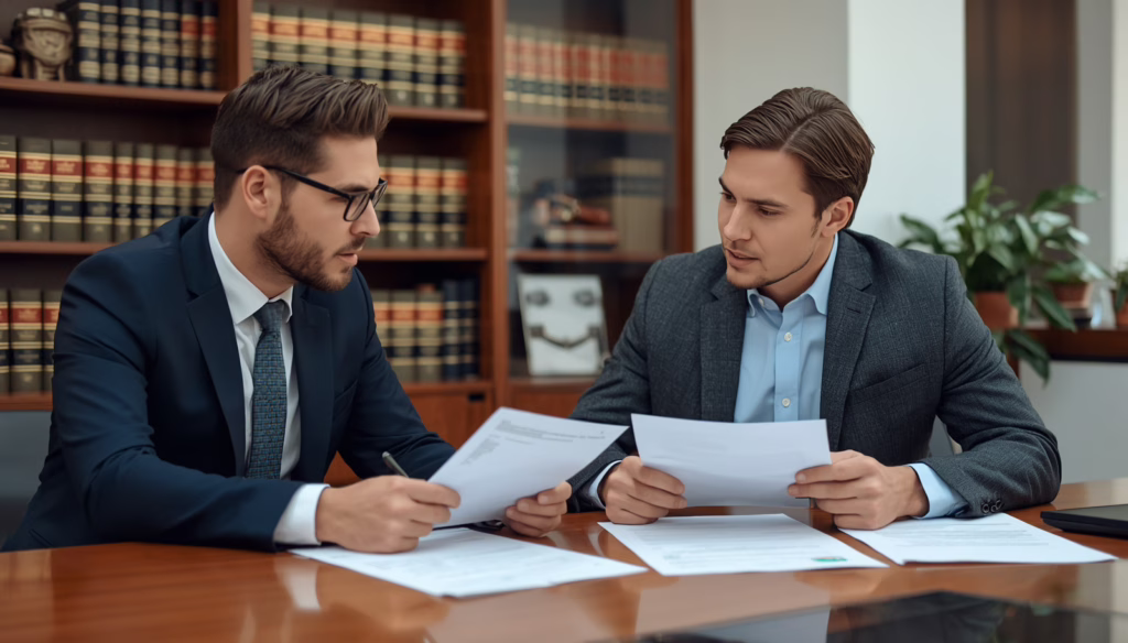Financial professionals reviewing Vermont Litigation Funding Bond - NMLS paperwork to ensure compliance with state licensing and consumer protection regulations.