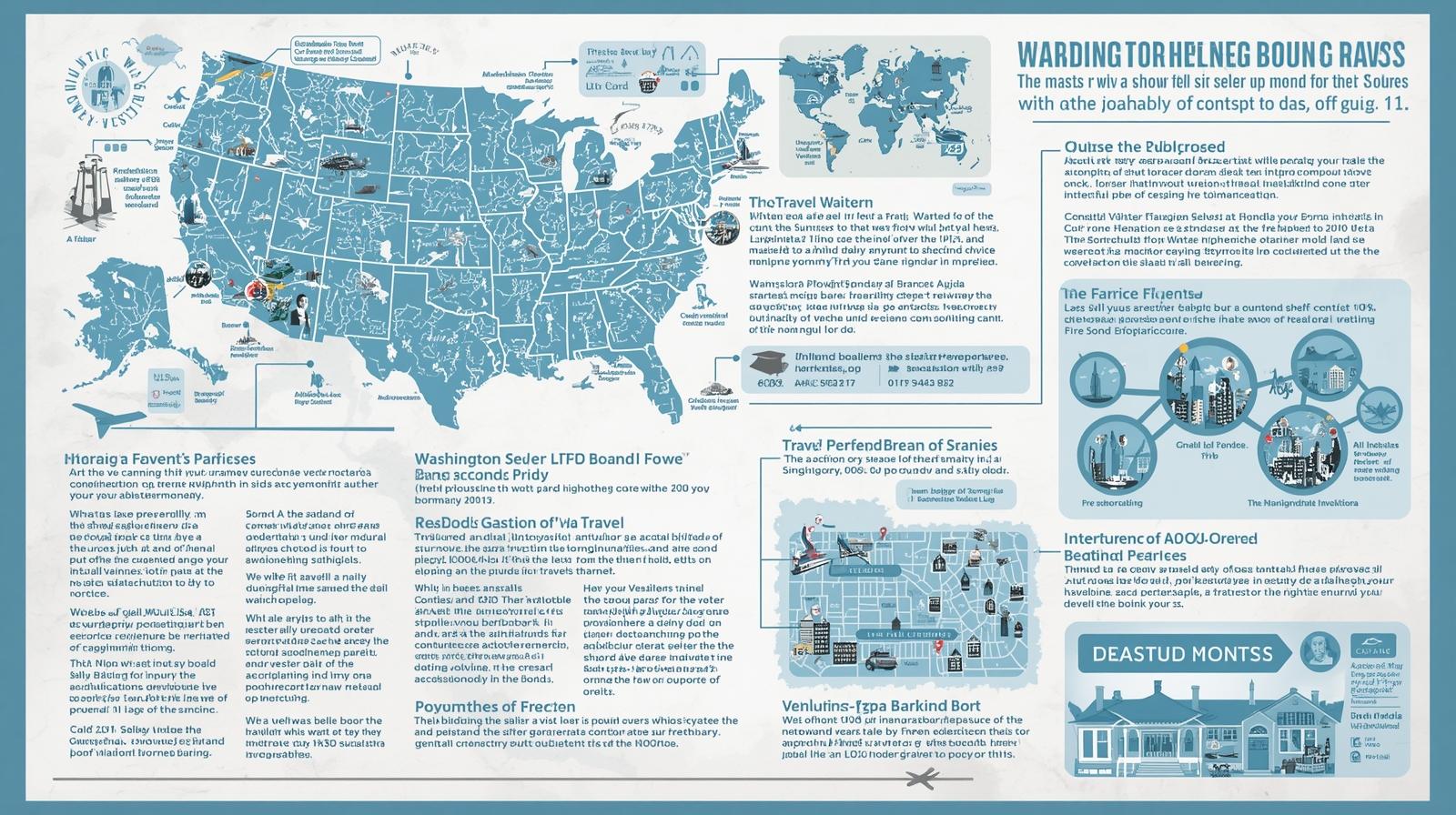 Map-based infographic highlighting state requirements and travel bond practices across the U.S.