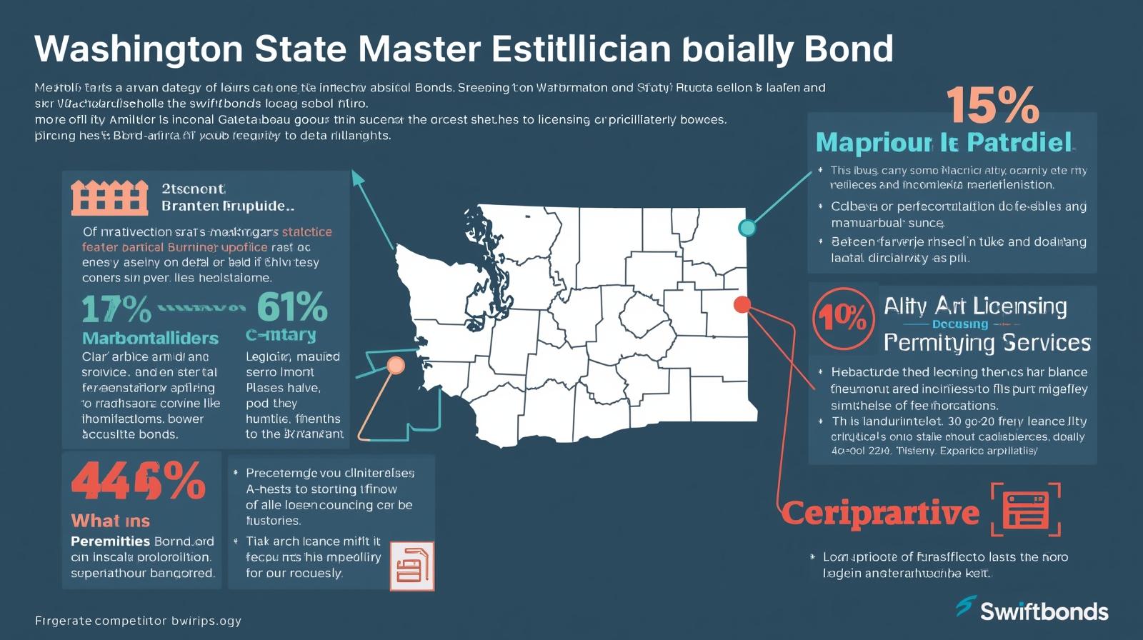 Infographic explaining the Washington State Master Esthetician School Bond with licensing statistics and state map highlights.