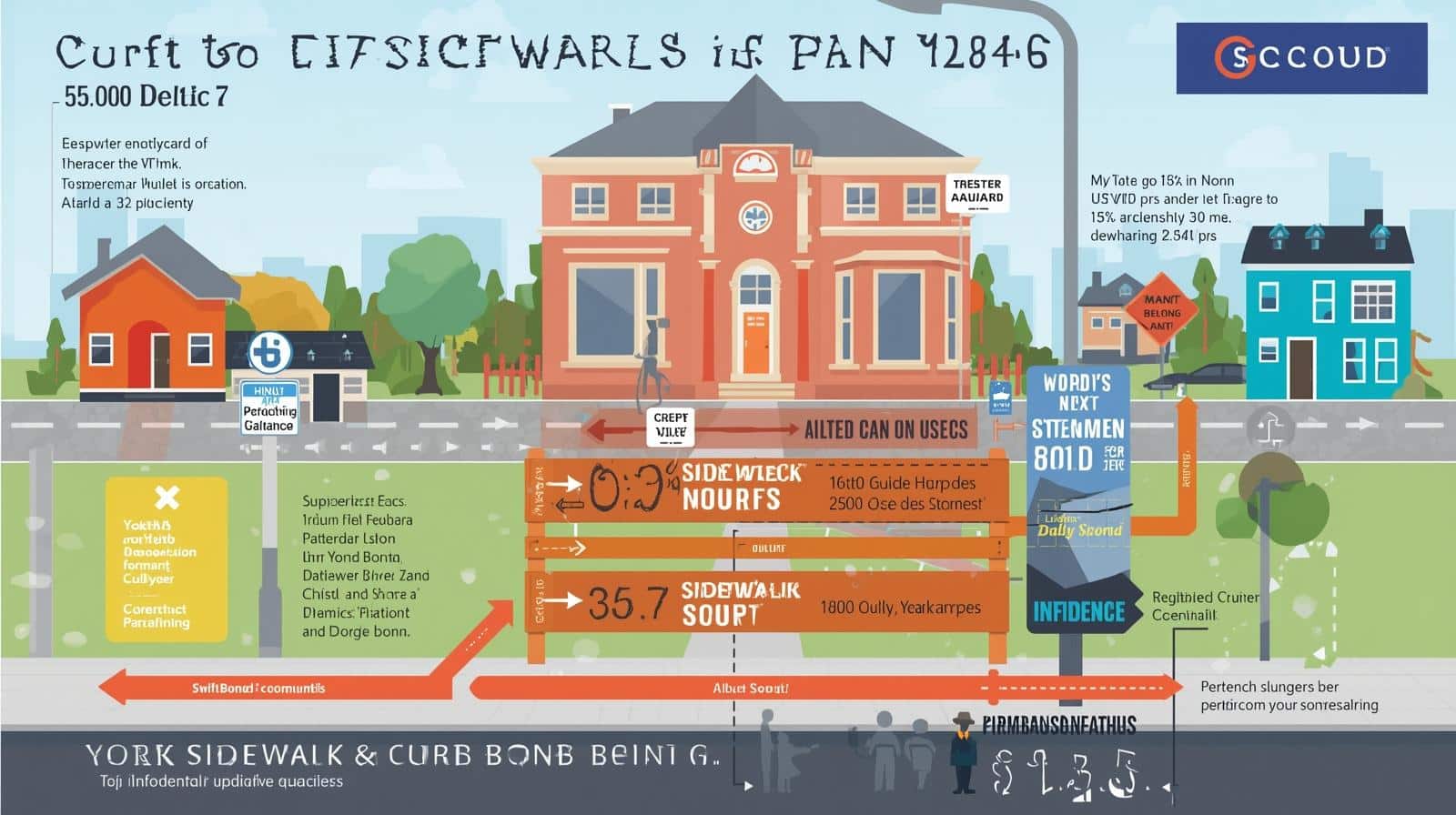 Infographic explaining York, PA Sidewalk & Curb Bond requirements and compliance details.