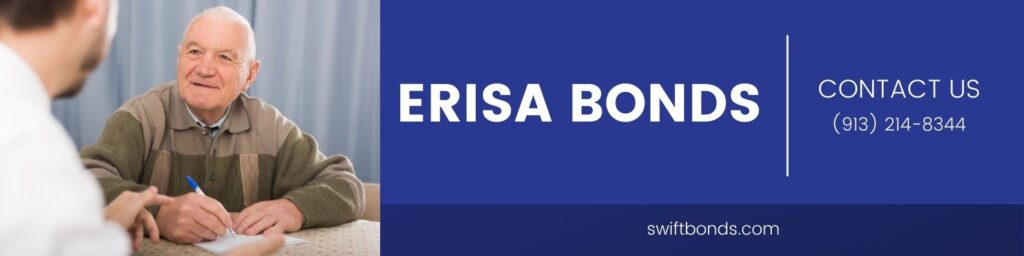ERISA Bonds - The banner shows and old man talking to a guy while signing a document.