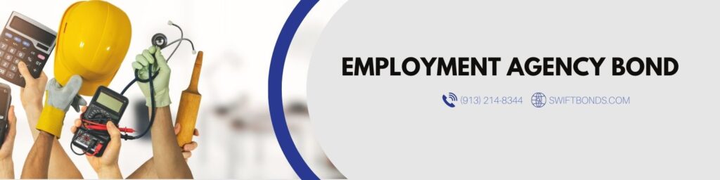 Employment Agency Bond - This banner shows different employees holding specific materials for their needs with a colored white background.