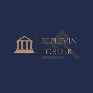 Replevin Order - A simple image that consist of court hall and a court hammer with a dark blue background.