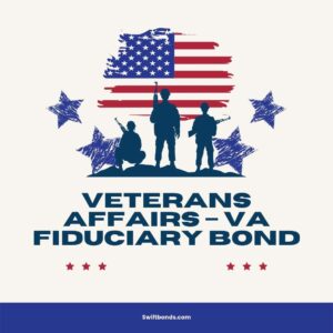 Veterans Affairs – VA Fiduciary Bond - Image shows a three soldiers with a US flag at the back of them. Wiith an off white background.