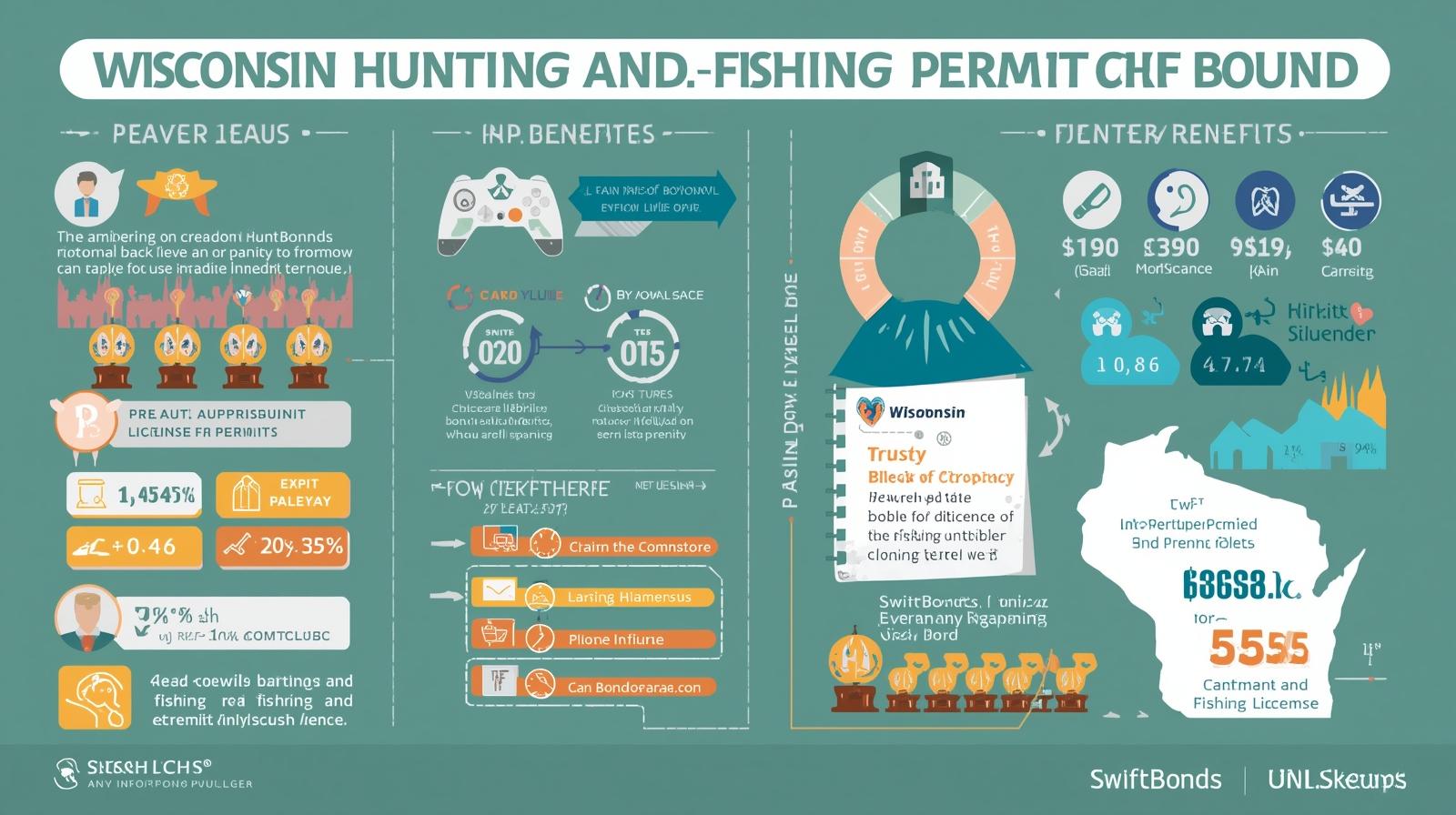 Infographic highlighting the financial and regulatory benefits of the Wisconsin Hunting and Fishing License Permit Bond.