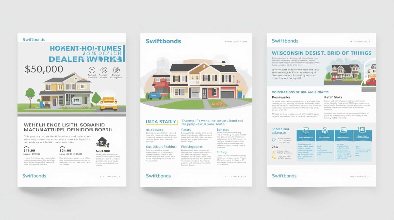 Visual guide explaining manufactured home dealer bond details with examples of ,000 and 7,000 figures.