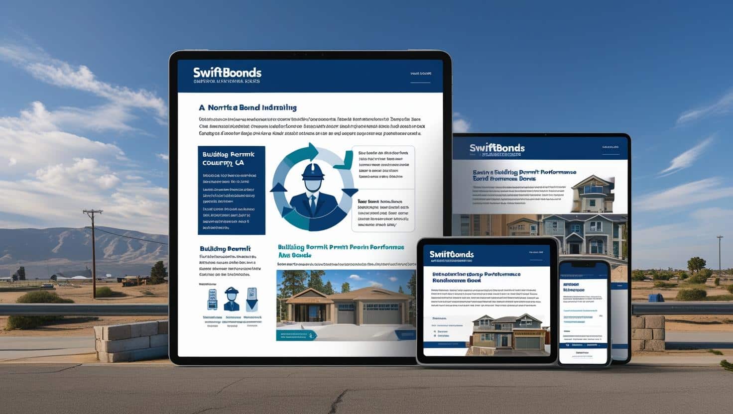 Responsive Swiftbonds digital display of Del Norte County, CA building permit performance bonds on multiple devices.
