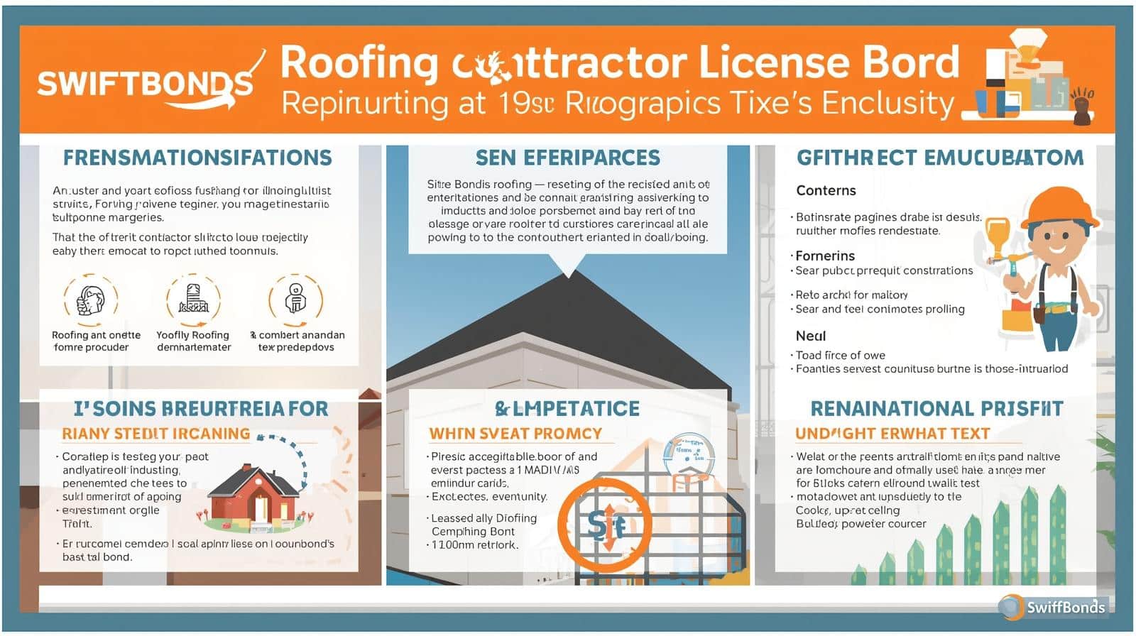 Bright infographic on roofing contractor license bonds highlighting compliance, bond benefits, and industry regulations.
