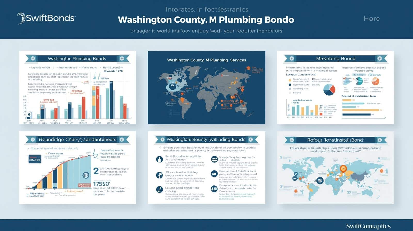 Infographic explaining Washington County, MD Plumbing Bond with global service impact and market data.