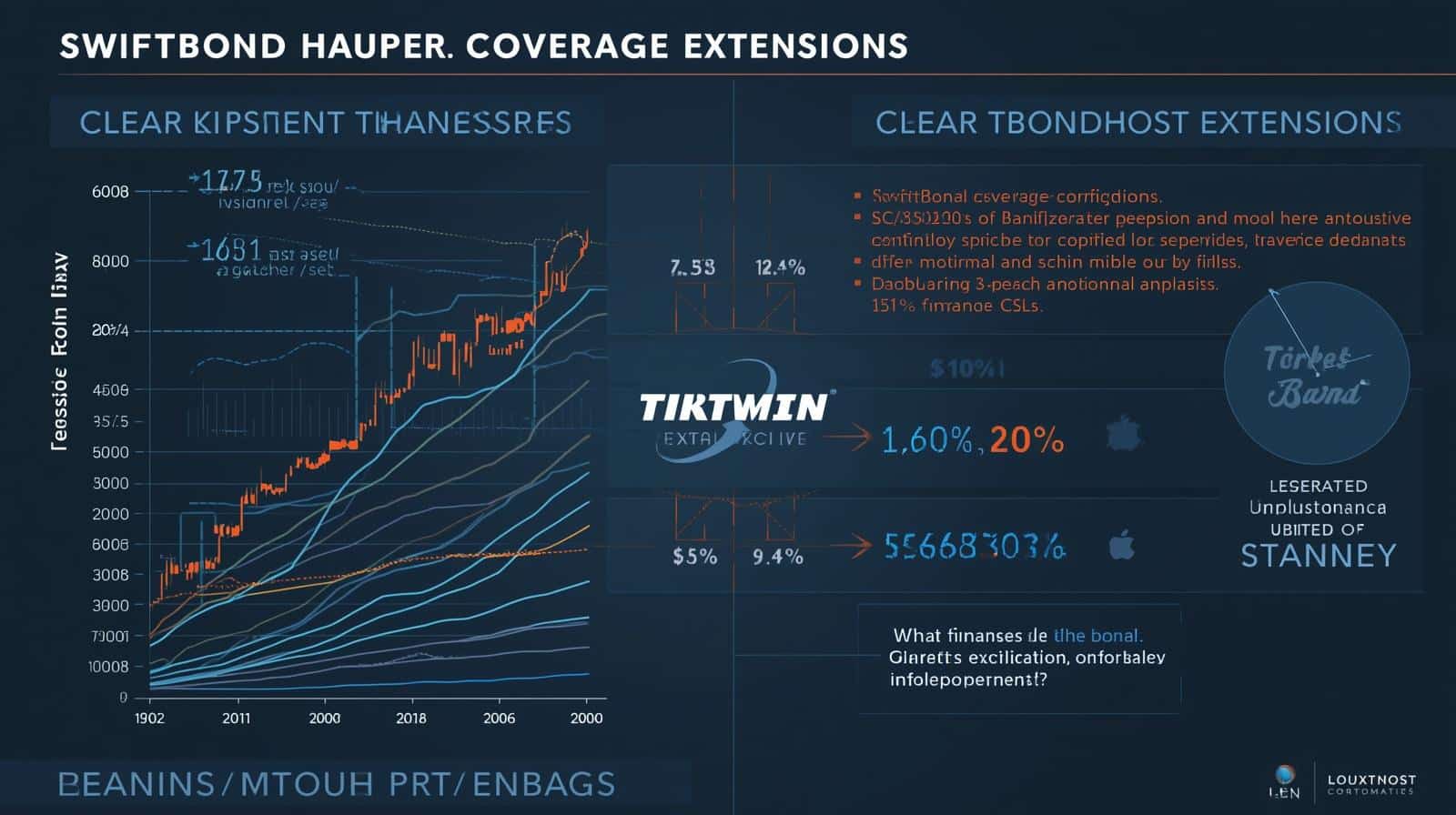 Infographic showing Swiftbond coverage extensions with charts, growth trends, and bond extension statistics.