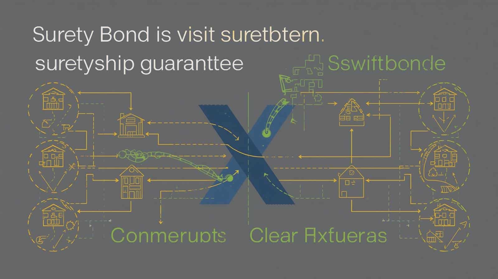 Diagram showing network-style connections illustrating the relationship between surety bonds and suretyship guarantees.