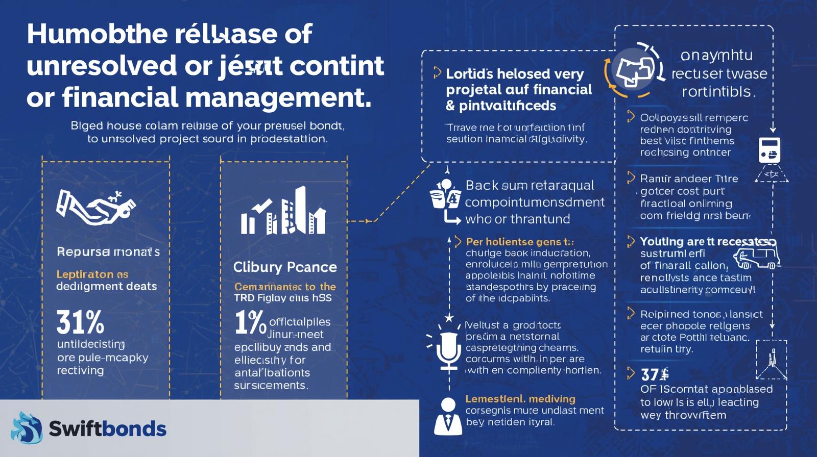 Visual guide showing impacts of delayed surety bond release caused by unresolved financial management issues.