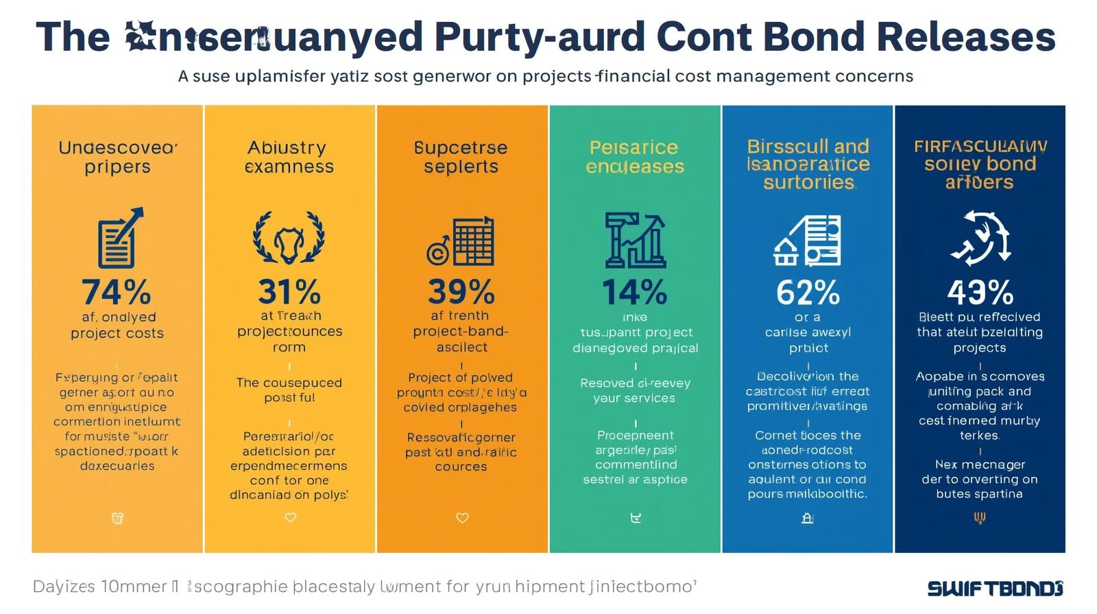 Graphic breakdown of statistics and consequences when unresolved project costs delay surety bond releases.