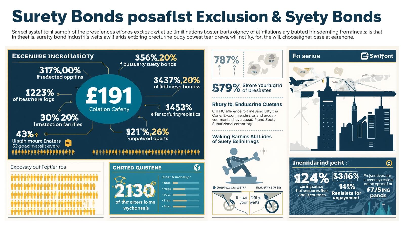 Infographic comparing exclusion rates and impacts across surety bonds with multiple charts, figures, and industry insights.