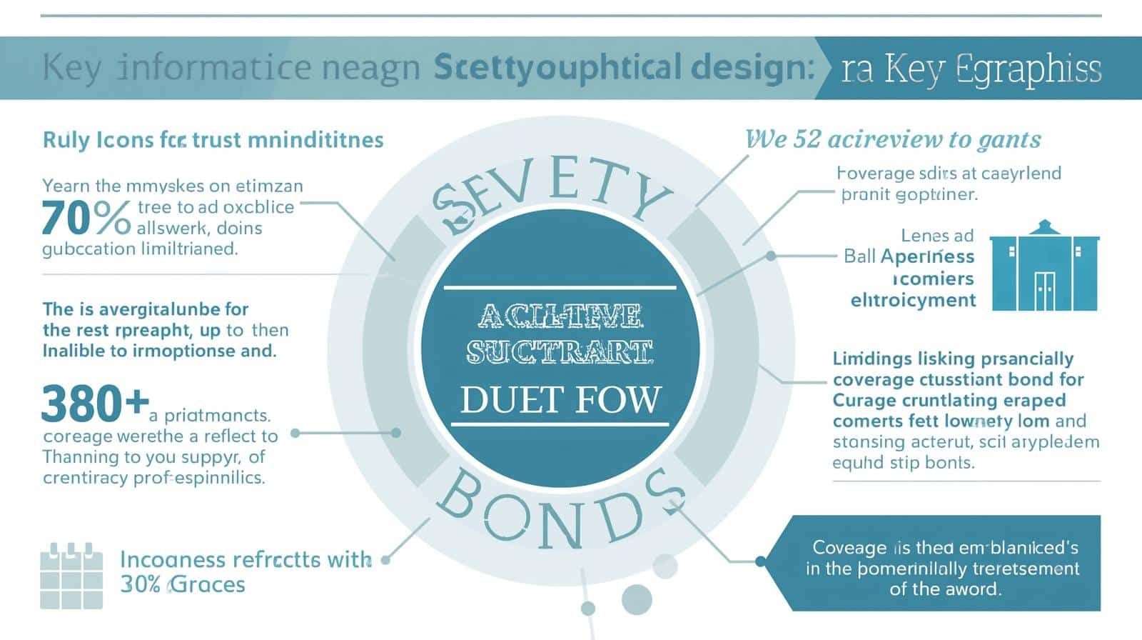 Light blue infographic displaying statistics, percentages, and icons related to project coverage limits and industry compliance.