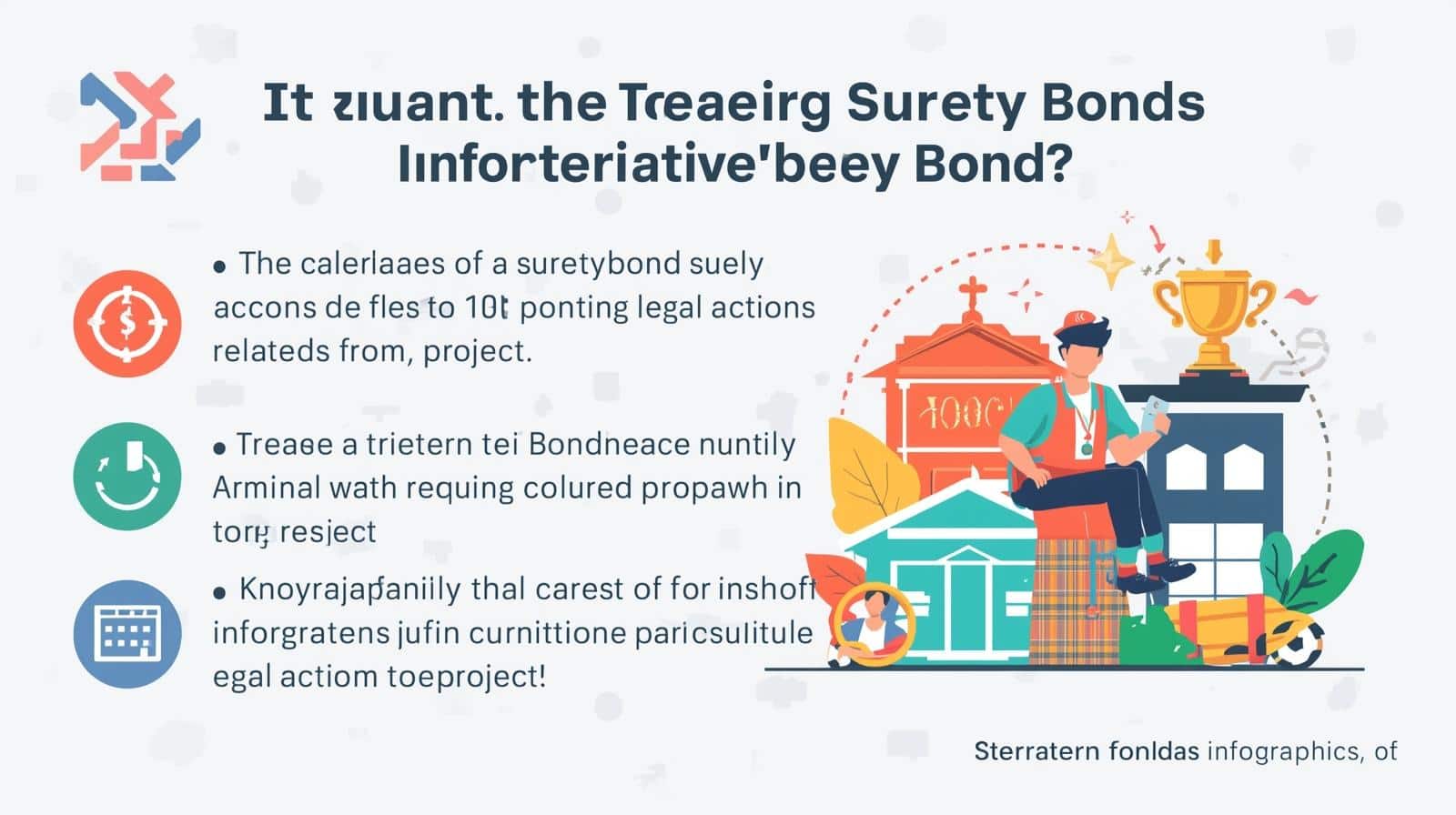 Graphic showing key factors affecting surety bond release with legal icons and approval process visuals.
