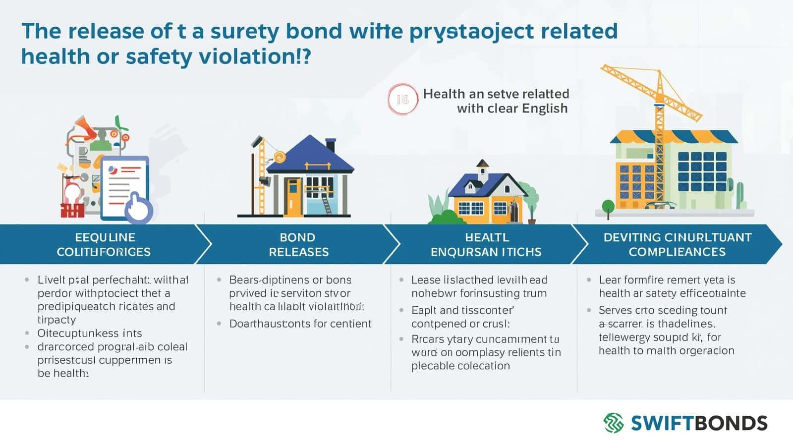 Infographic explaining surety bond release considerations when there are project-related health or safety violations.