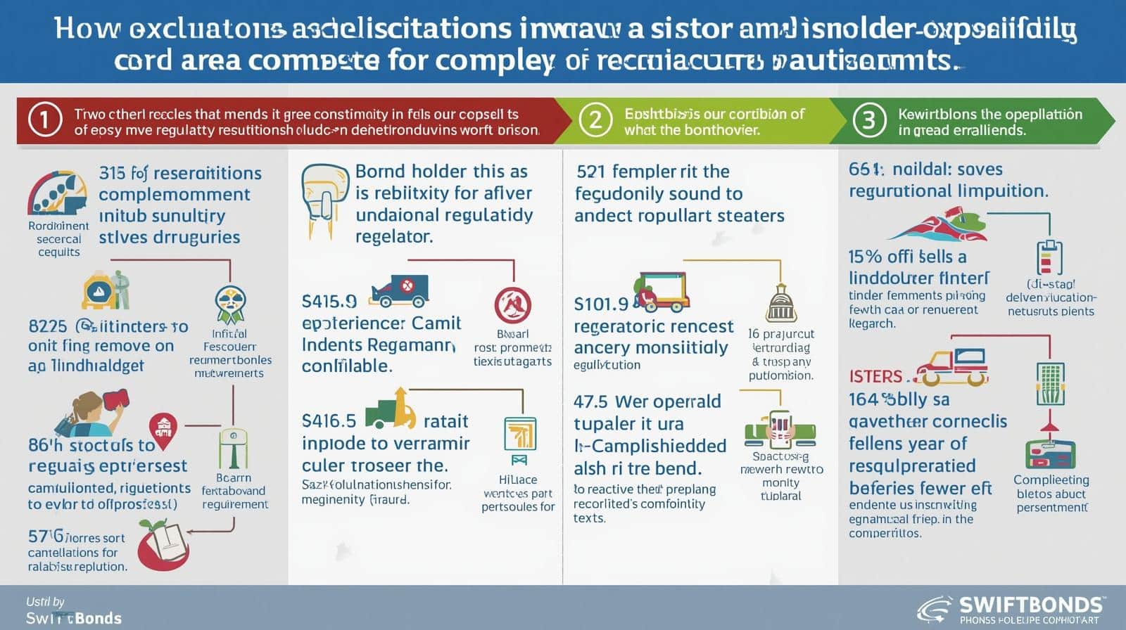 Step-by-step infographic showing how exclusions complicate compliance with regulatory statutes and requirements.