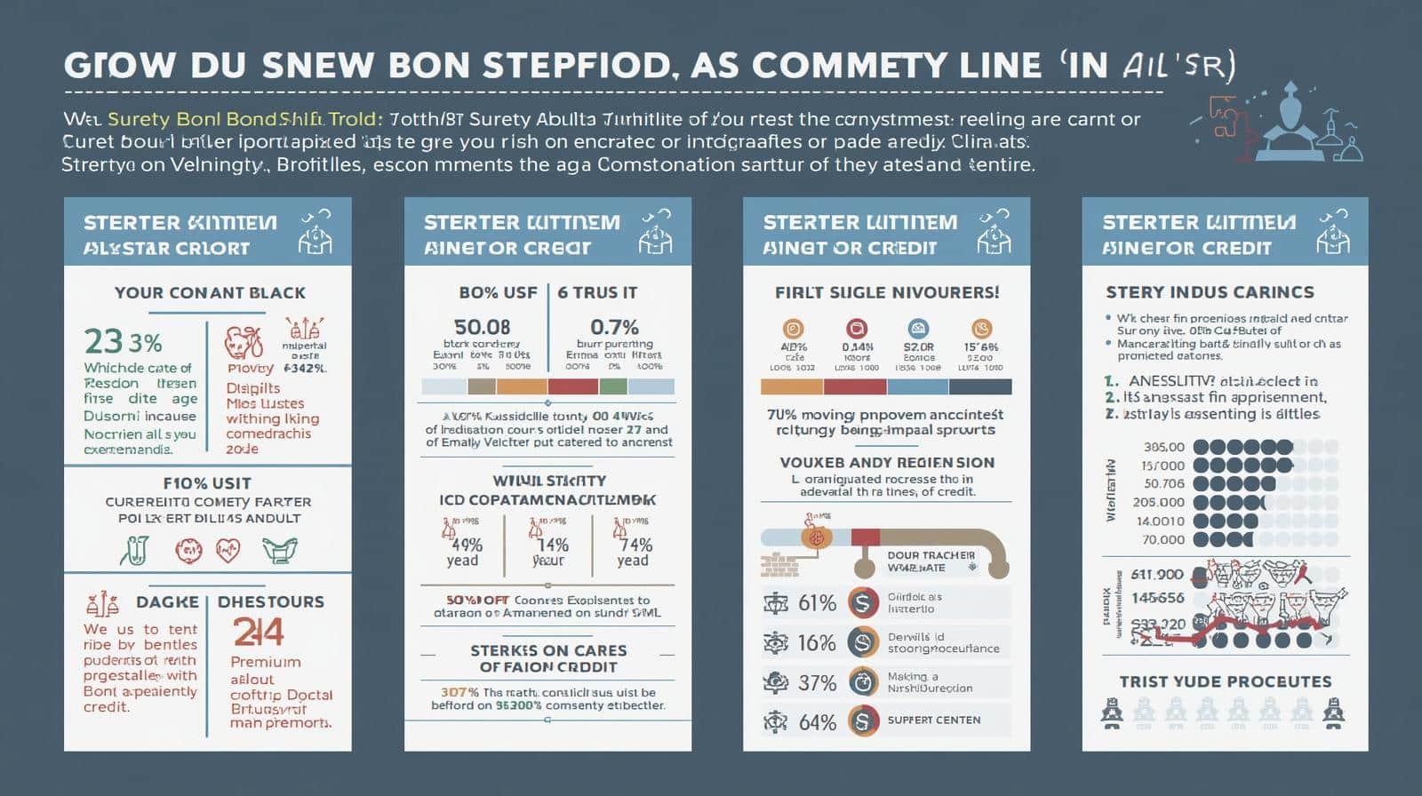 Data-driven graphic illustrating the effects of surety bond premiums on credit lines, industry benchmarks, and key performance indicators.