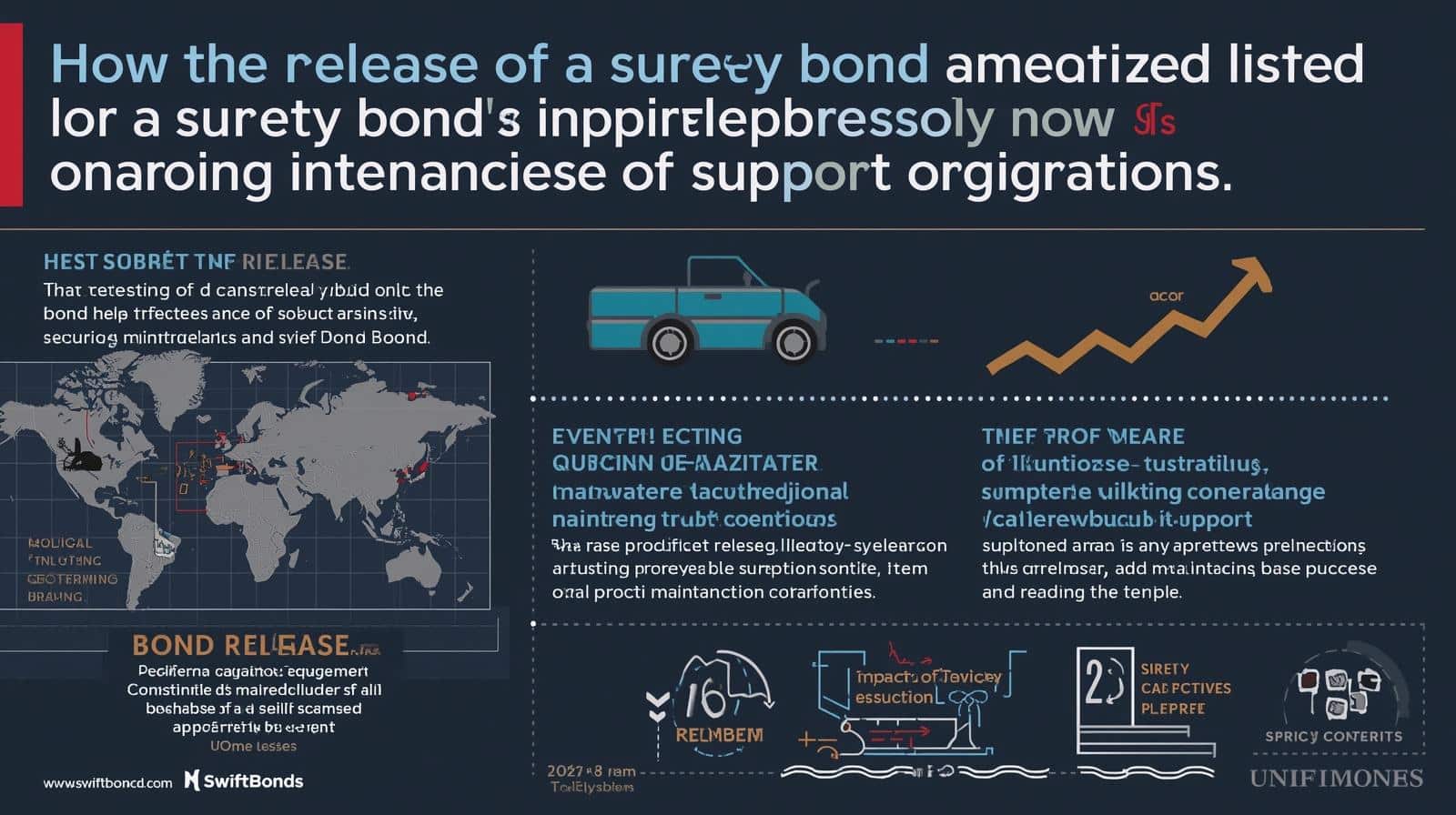 Graphic explaining the global and financial implications of releasing a surety bond on long-term project obligations.