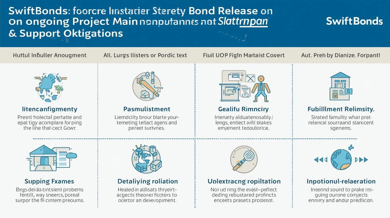 Infographic showing key factors of how surety bond release impacts ongoing project maintenance and support obligations.