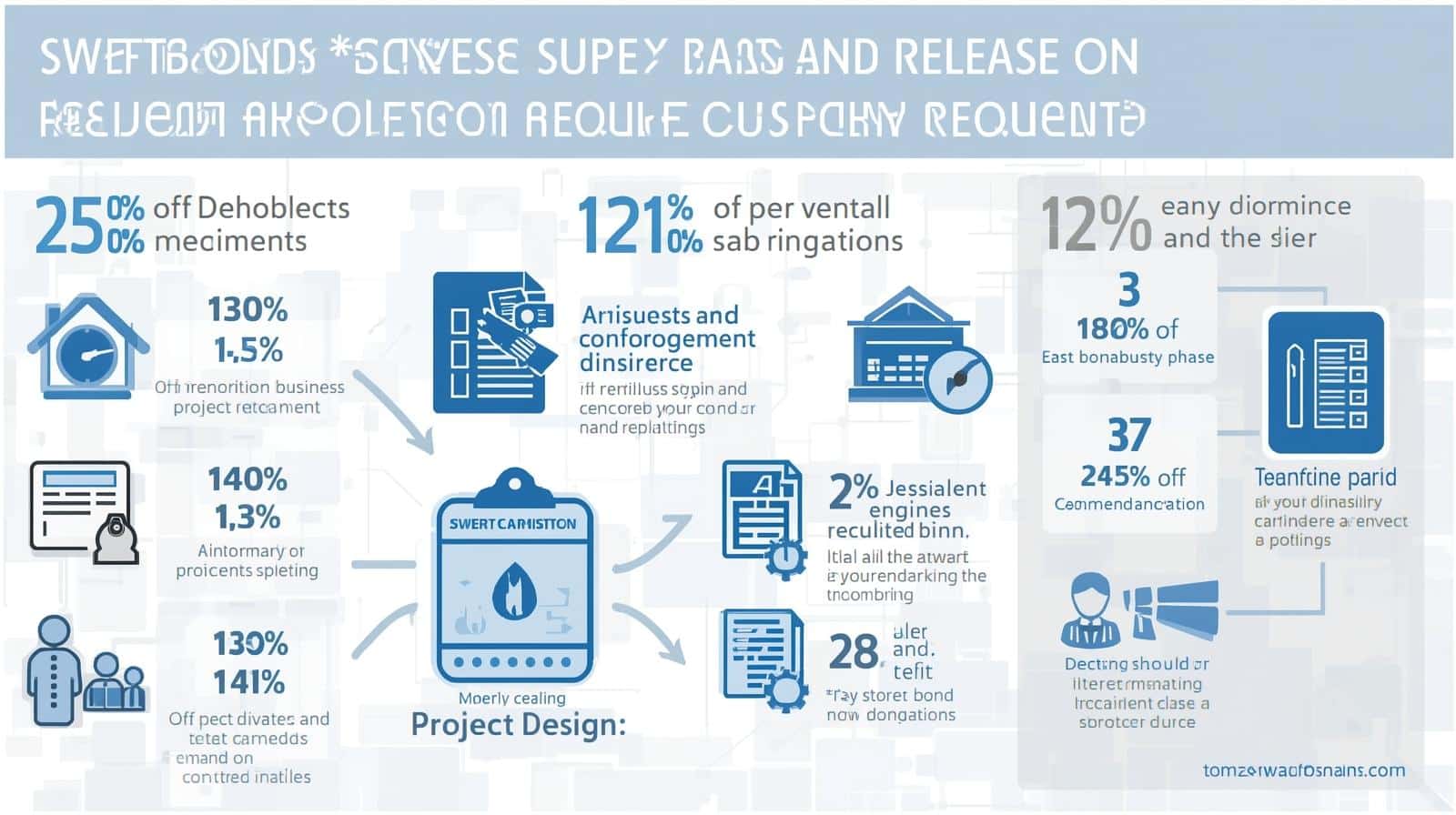 Infographic showing surety bond release impacts on reporting obligations with statistics, charts, and compliance icons.