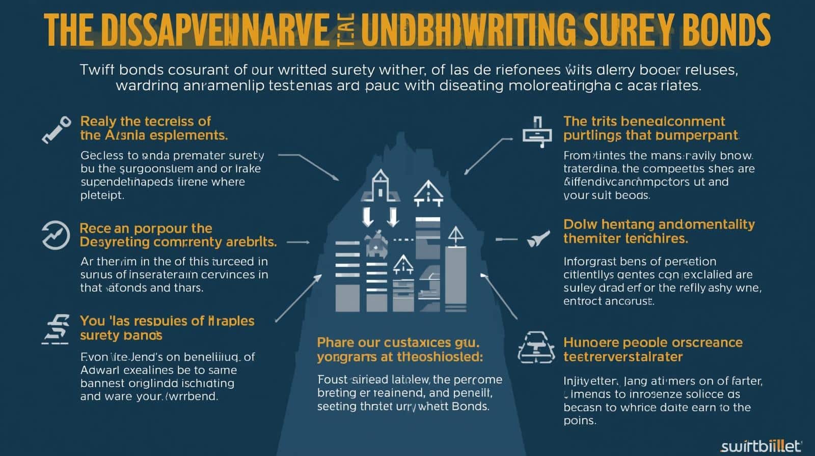 Infographic highlighting drawbacks of underwriting surety bonds, including regulatory hurdles, competition, and financial strain.