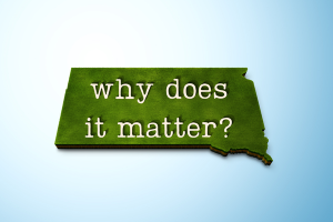 The phrase 'Why does it matter?' over a green outline of South Dakota, representing the significance of understanding license and permit bonds for business compliance and protection."