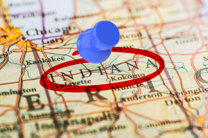 Indiana business license and permit bonds highlighted on a state map – understanding the importance of bonds for compliance in Indiana.