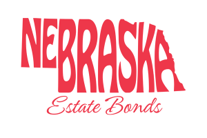 Nebraska Estate Bonds logo in red text featuring the state outline, representing surety bonds for estate administrators in Nebraska.