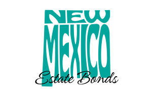 Stylized logo of New Mexico Estate Bonds with bold turquoise text, highlighting probate bond services in the state.