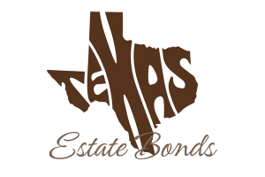 A stylized graphic of the Texas state shape with "Estate Bonds" written below in elegant script. The design emphasizes estate bonds services in Texas.