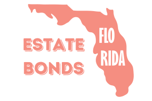 A simplified map of Florida with bold text reading 'Estate Bonds,' representing the concept of estate bonds specific to Florida.