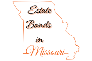 Illustration of Missouri state outline with bold text reading 'Estate Bonds in Missouri.' Perfect for articles or resources about estate bonding in Missouri.