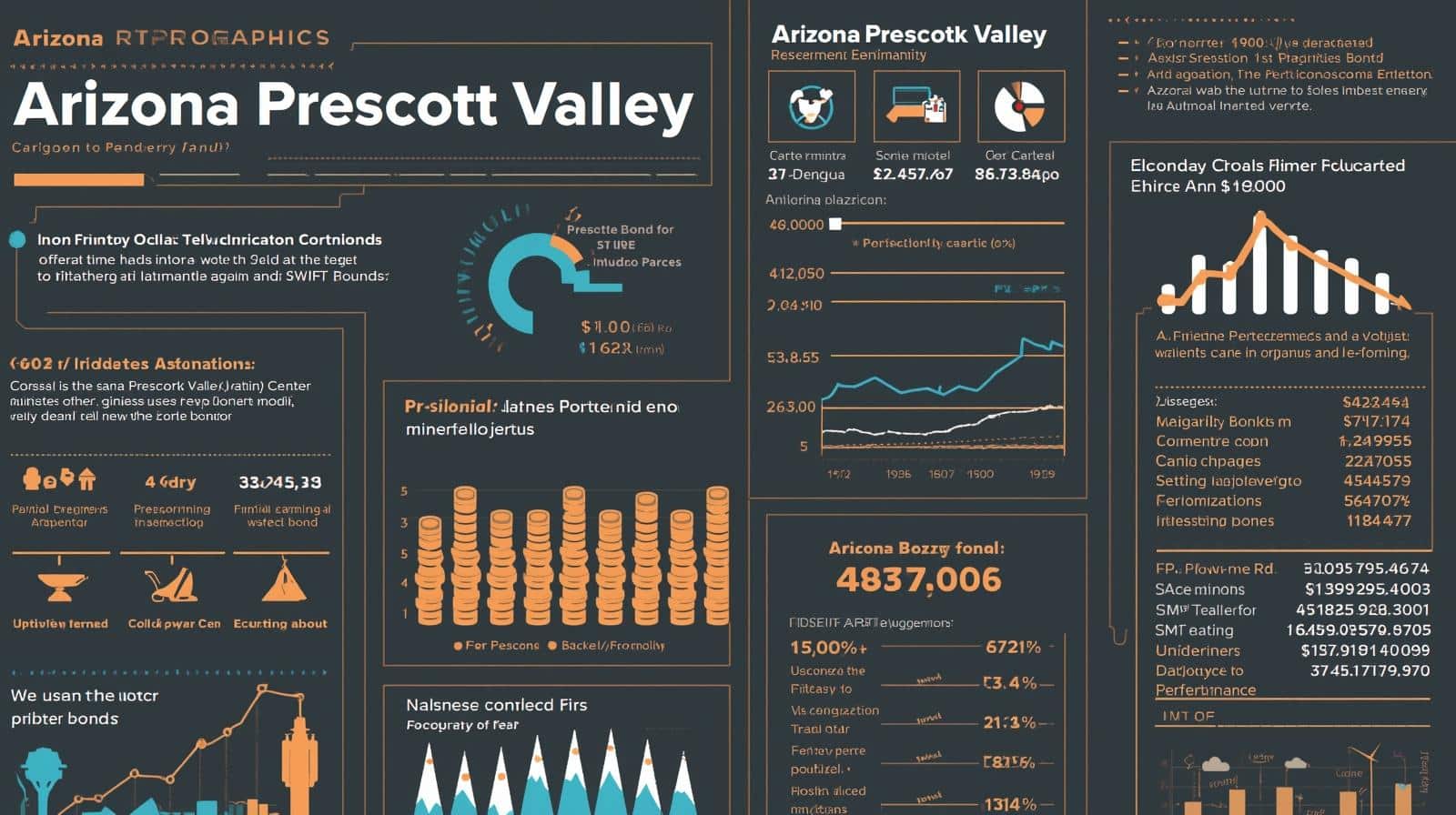 Infographic highlighting Arizona Prescott Valley bond requirements, funding data, and project obligations.
