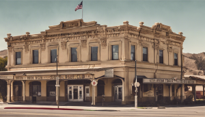 Historic building in Beaumont, California, featuring classic architectural details and an American flag on top, symbolizing the city's rich heritage.