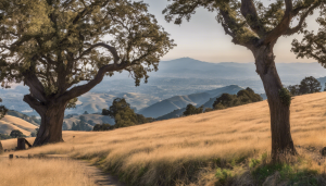 Breathtaking view of rolling hills and oak trees in Danville, California, showcasing the area's natural beauty and its thriving construction opportunities.